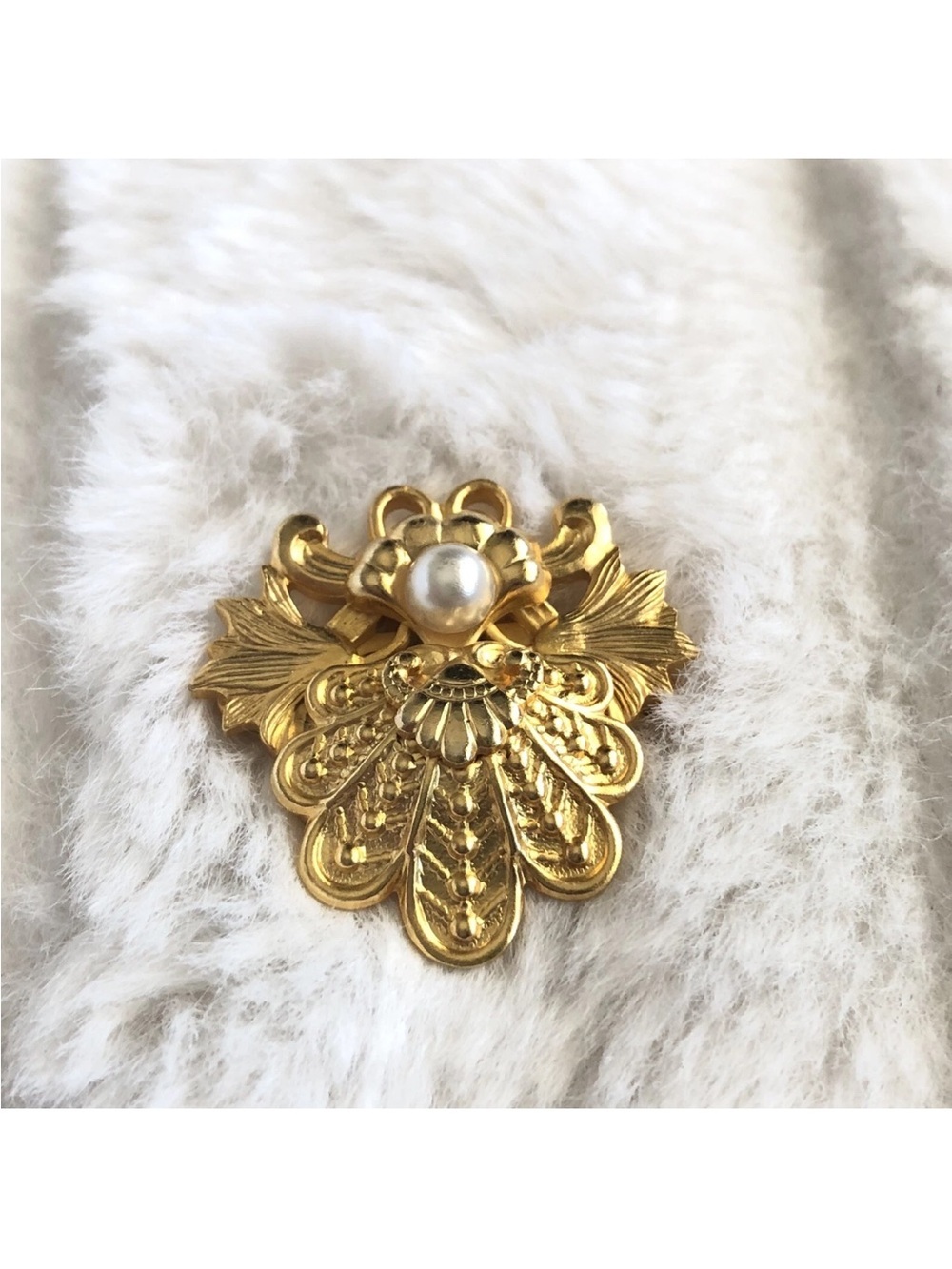 Vintage Simulated Pearl Miniature Angel Pin Filigree Brooch By Jane AOL 1997